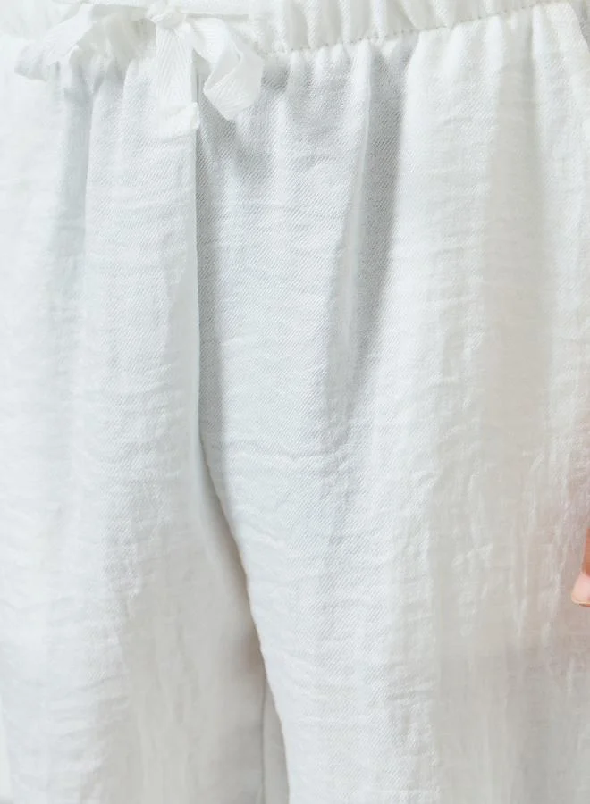 ستايلي بنطال منسوج سادة مع رباط خصر